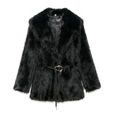 Women's Belt Decoration Collar Solid Color Medium Long Coat Autumn/Winter New Long Sleeve Loose Coat 2