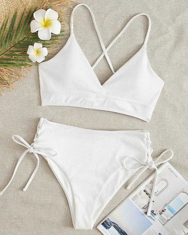 Gemini said Women’s V-Neck Lace-Up Bikini Set