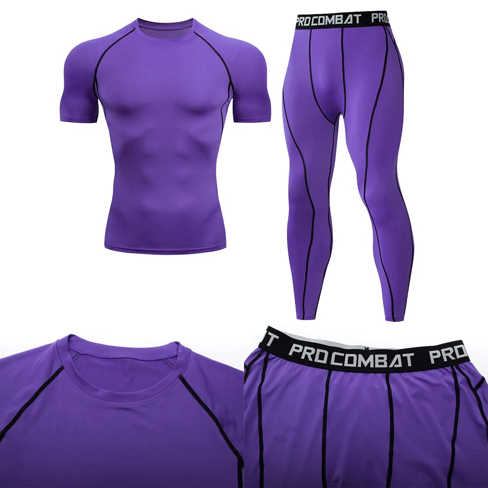 2pcs Men Compression Sportswear Suit GYM Tight Sports Yoga Sets 6