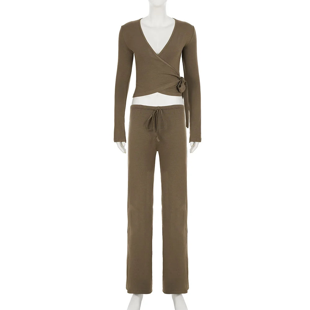 Women’s Flare-Sleeve Cardigan & Wide-Leg Trouser Set