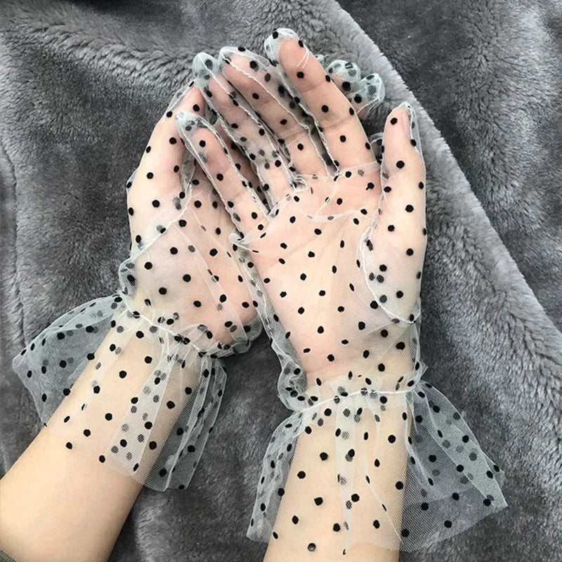 1pc-Sexy-Transparentes-Dot-Print-Black-White-Mesh-Tulle-GloveSpring-Summer-Thin-Short-Glove-Club-Prom