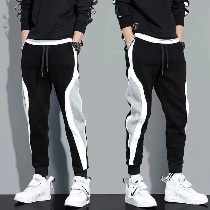 Men's Spring/Autumn Sports Pants | Loose Fit, Patchwork Design, Running & Training Trousers
