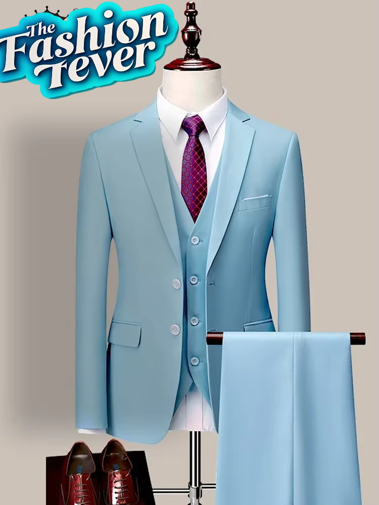 Groom's Suit: Men's 3-Piece Formal Suit Set (Jacket, Vest, Pants) (14 Colors, M-6XL) 5