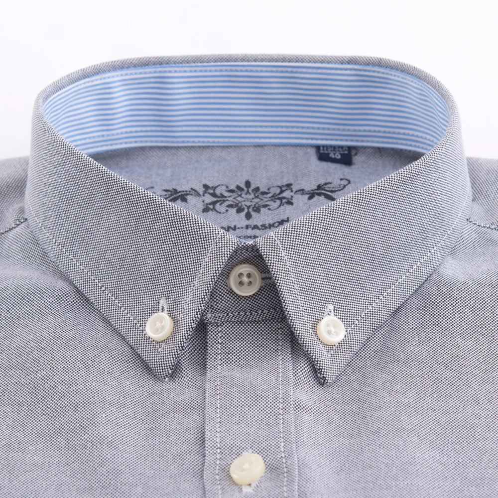 Men's Long Sleeve Oxford Work Shirt, Single Pocket, Embroidered Casual Button-Down 2