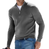 Autumn-Men-s-Sweatwear-Warm-Pullover-Solid-Color-Half-Zipper-Casual-Sweater-Slim-V-neck-Long