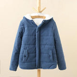 Korean Style New Fashion Women's Velvet Thicken Casual Trendy Solid Color Hooded Parkas Female Simple Basic Pocket Clothes Coats 3
