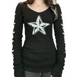 Y2K Grunge Skull Thermal Tee