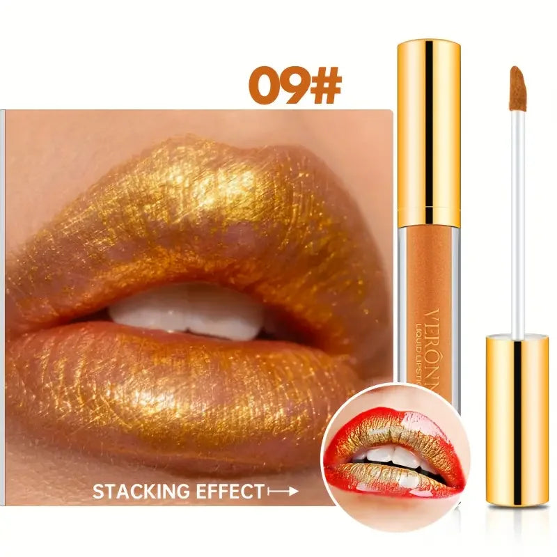 10-Color Diamond Shimmer Liquid Lipstick Set