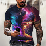 Men’s 3D Line Print Streetwear Tee