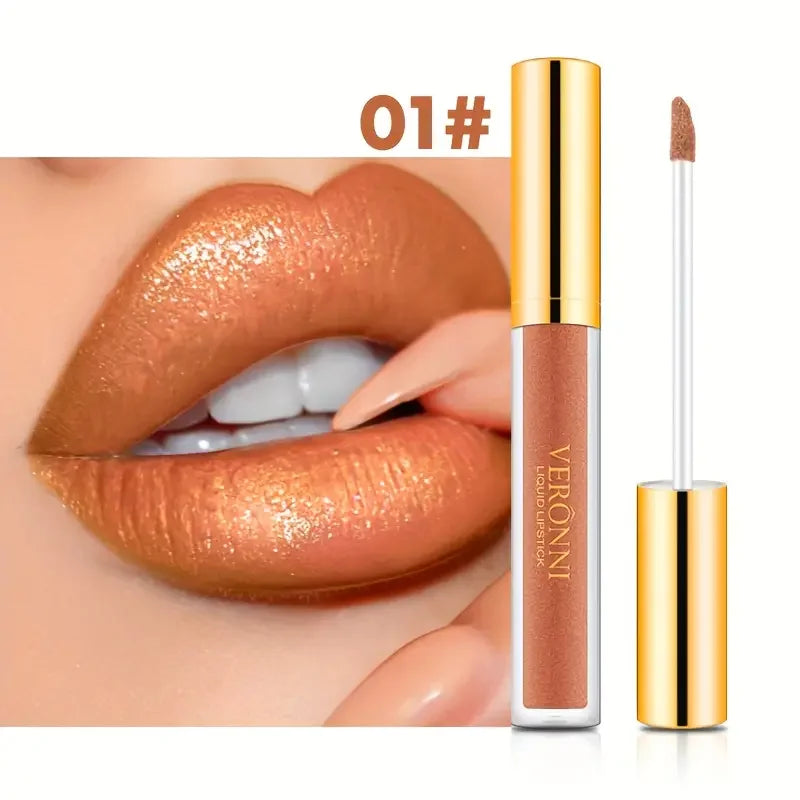 10-Color Diamond Shimmer Liquid Lipstick Set