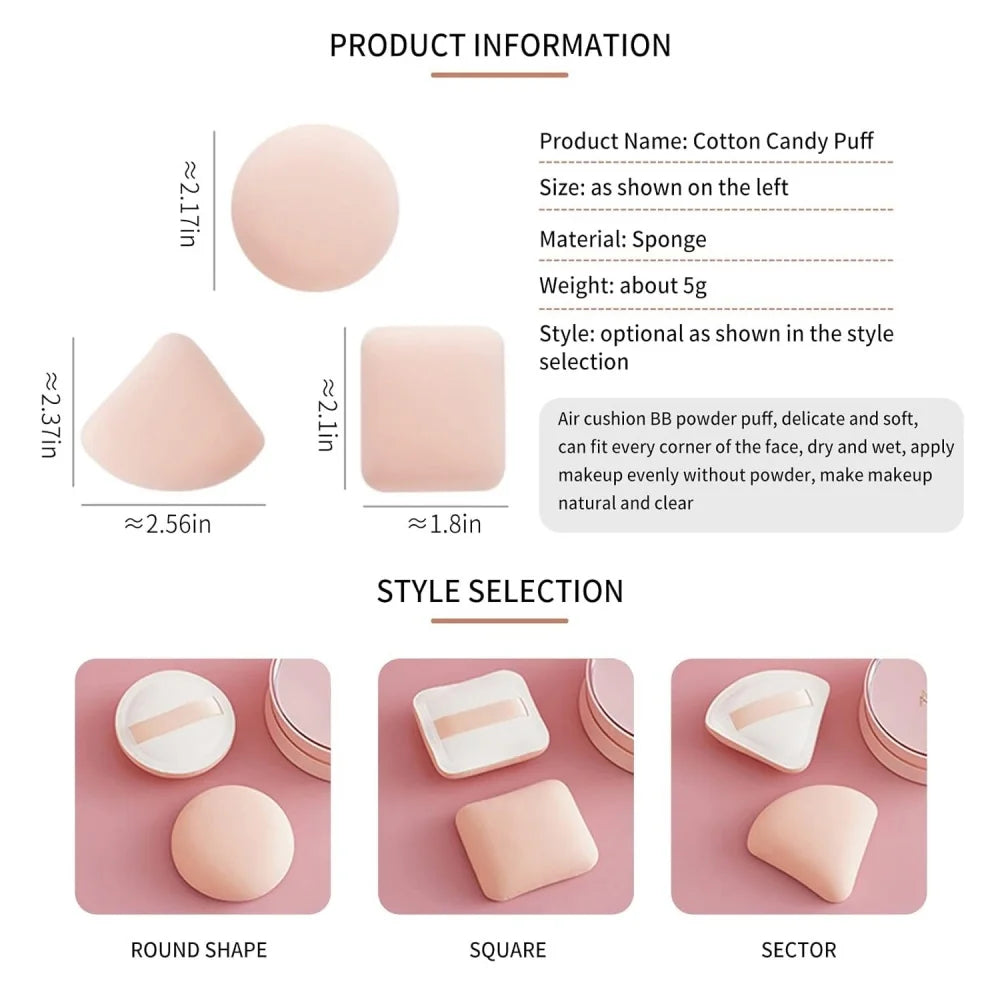 2/3pcs Makeup Sponge Puff, Reusable Dry And Wet Soft Air Cushion Puff, Suitable For Liquid Foundation, Foundation, Concealer 6