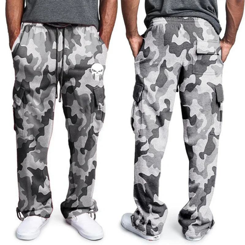 New-casual-men-s-fitness-drawstring-elastic-waist-solid-color-workwear-pocket-pants-sweatpants-fashion-sports