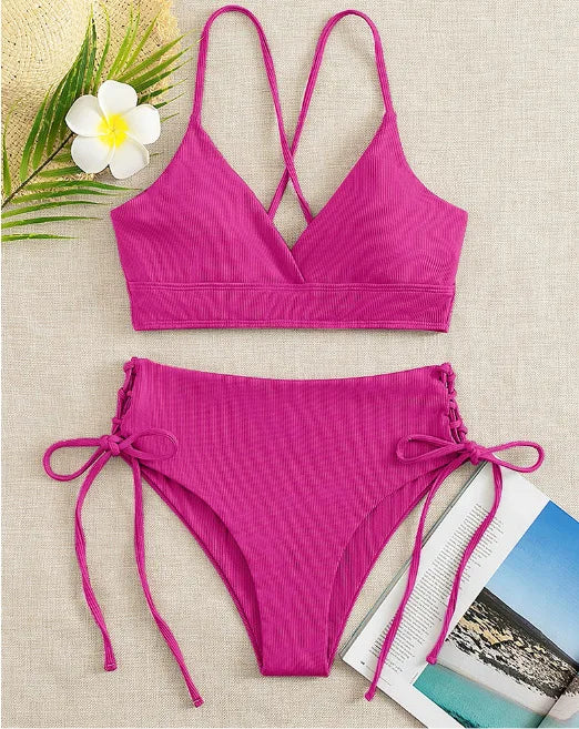 Gemini said Women’s V-Neck Lace-Up Bikini Set