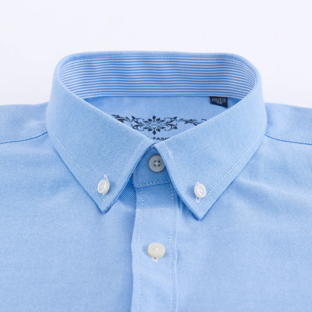 Men's Cotton Blend Solid Shirt, Formal Business Lapel, Long Sleeve 2