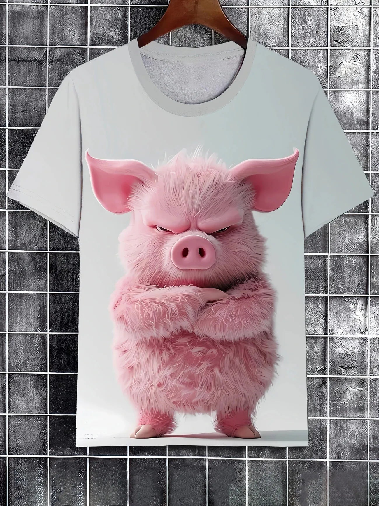 Angry Animal Print Summer Men's T Shirt Casual Short Sleeve Fashion Streetwear Male Oversized Clothing Crew Neck T-Shirts