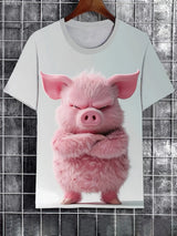 Angry Animal Print Summer Men's T Shirt Casual Short Sleeve Fashion Streetwear Male Oversized Clothing Crew Neck T-Shirts