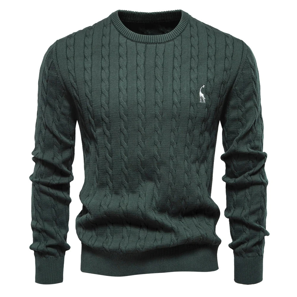 Men's Giraffe Embroidery Cotton Sweater