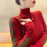 Women-s-Clothing-Elegant-Fashion-Letter-Knit-Pullover-Autumn-All-match-Slim-Long-Sleeve-Half-High