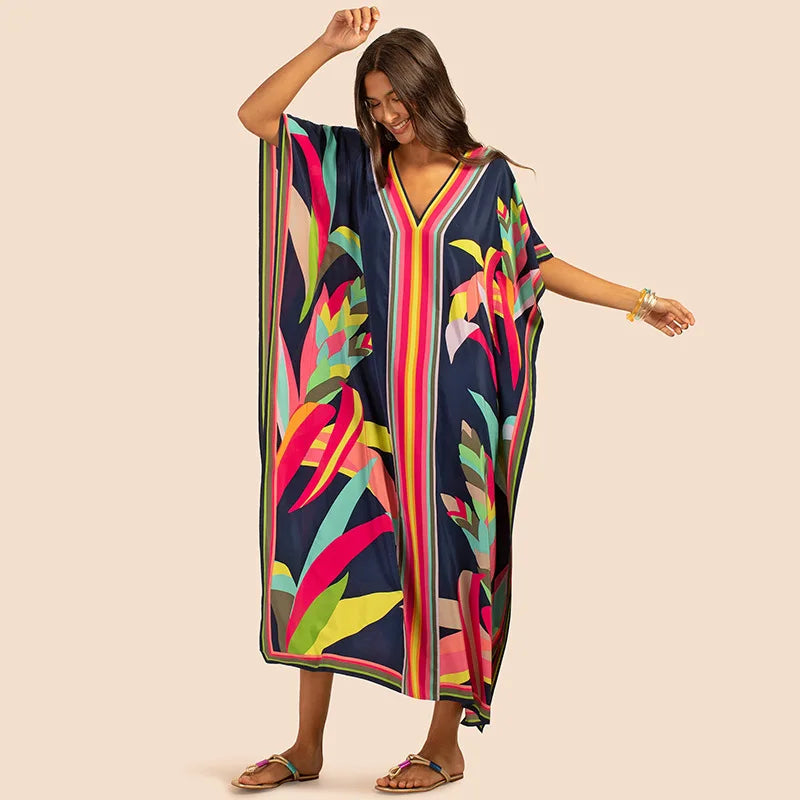 Women's Kaftan Dress | Plus Size Beach Cover Up | Summer Kimono Robe