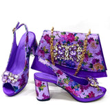Italian Gold Block Heel & Matching Bag Set