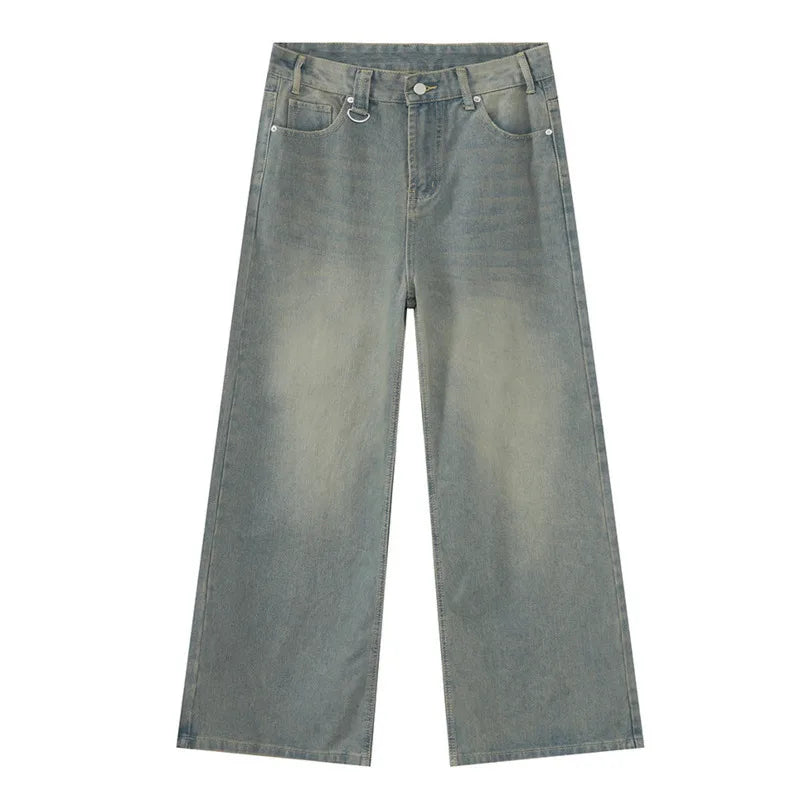 IEFB-Summer-Men-s-Denim-Pants-Old-Blue-Washed-Male-Jeans-Straight-Casual-Menwear-Loose-Wide
