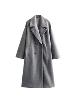 Women's Soft Loose Woolen Coat, Long Sleeve, Welt Pockets, Oversized, Female Outerwear, Chic Overcoat, Fashion 6