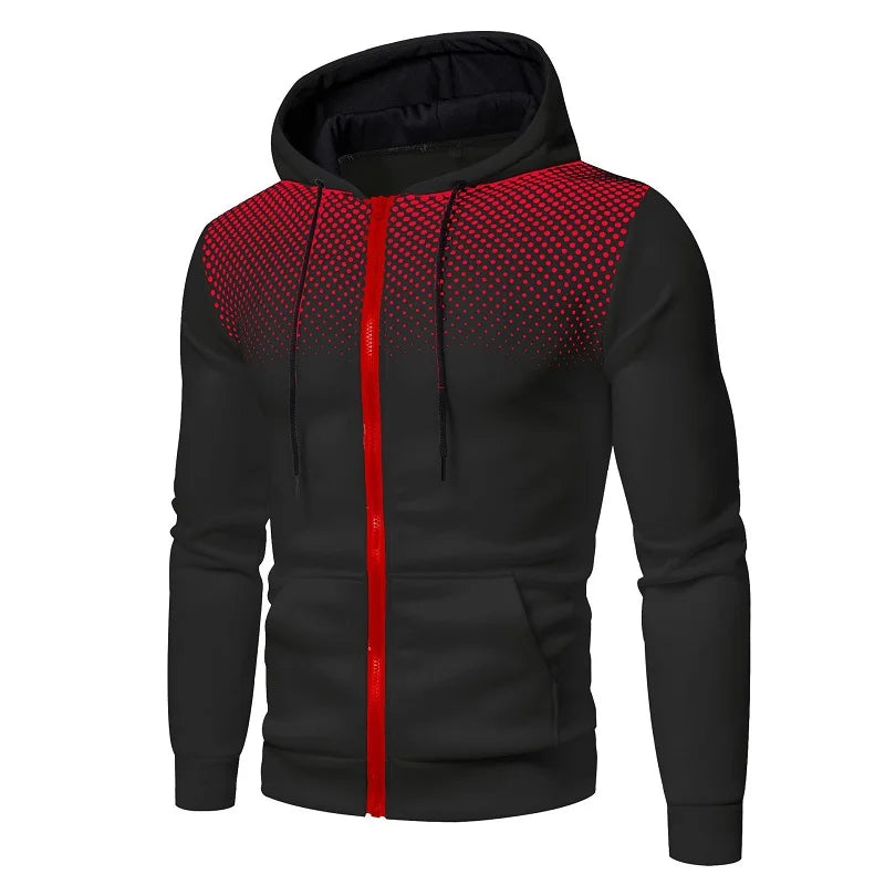 Men’s Polka Dot Slim Fit Zip-Up Hoodie