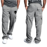 New casual men's fitness drawstring elastic waist solid color workwear pocket pants 5