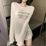 Loose T-shirts for Women Letter Pattern Simple Design Korean Style Summer Clothing Thin All-match Young Students Tops New Trendy 5