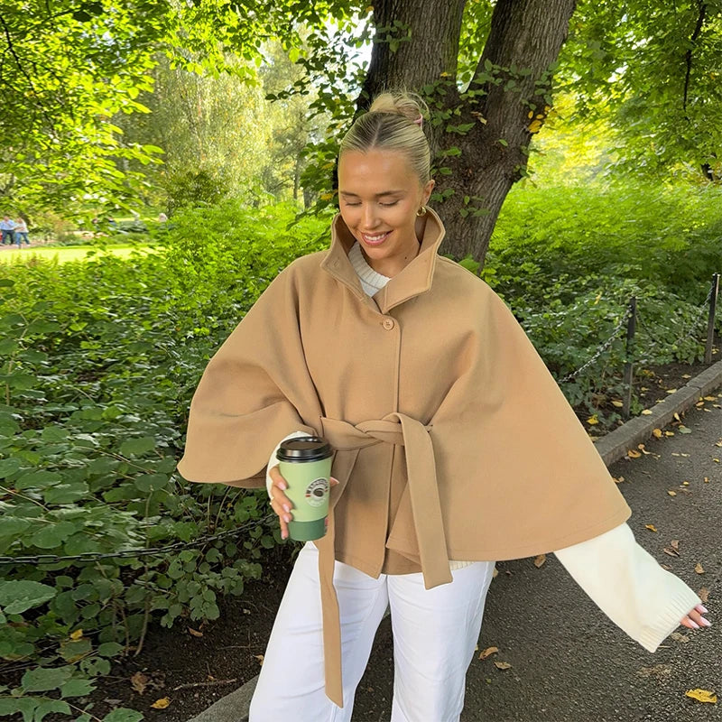 Women’s Elegant Belted Fleece Coat