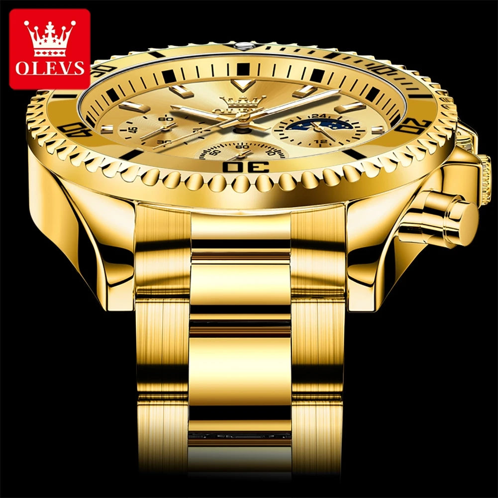 Men's Watches Top Brand Luxury Watch for Men Original Waterproof Stainless Steel Chronograph Moon Phase 5