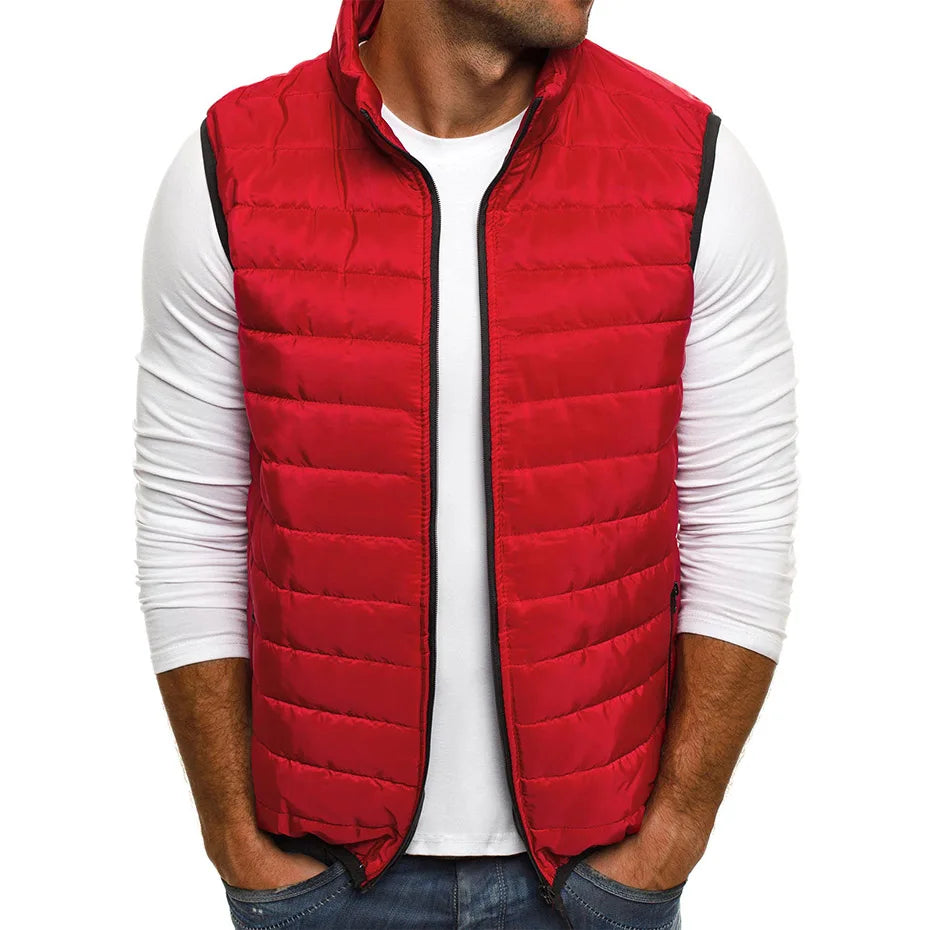 Aiwetin Men' Sleeveless Vest Jackets Winter Fashion Male Cotton-Padded Vest Coats Men Stand Collar Warm Waistcoats Clothing 5XL 2