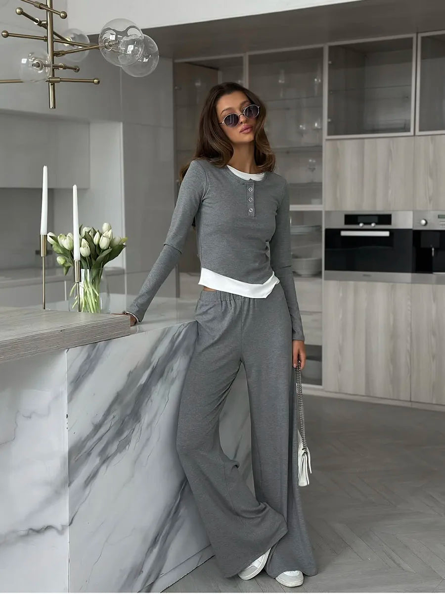 Hirsionsan Modal Soft Loose Sets Women 2025 Casual Two Pieces Long Sleeve T Shirts and High Waist Dresses Outfits Tracksuit