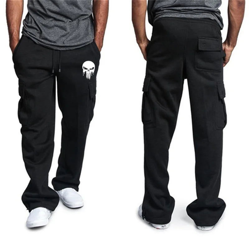 New casual men's fitness drawstring elastic waist solid color workwear pocket pants 3