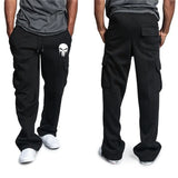 New casual men's fitness drawstring elastic waist solid color workwear pocket pants 3