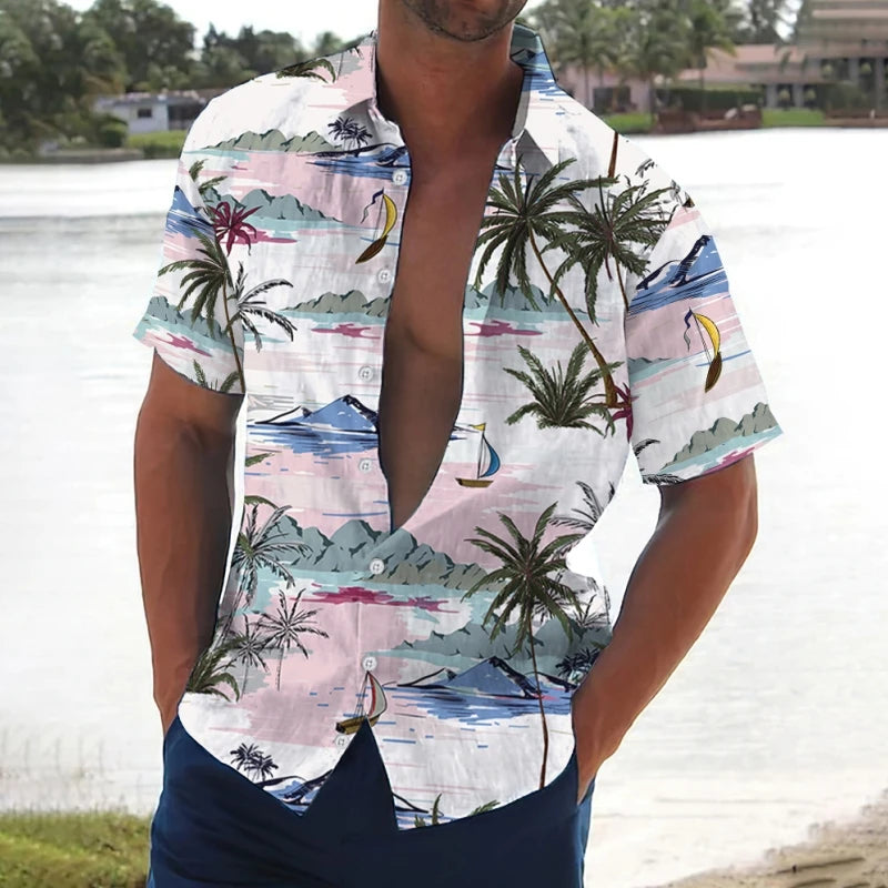 2025-Summer-Animal-Crane-Men-Hawaiian-Shirt-3d-Plant-Shirt-For-Men-Flower-Print-Plus-Size