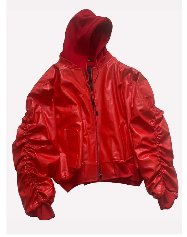 Men’s Oversized Layered Leather Bomber