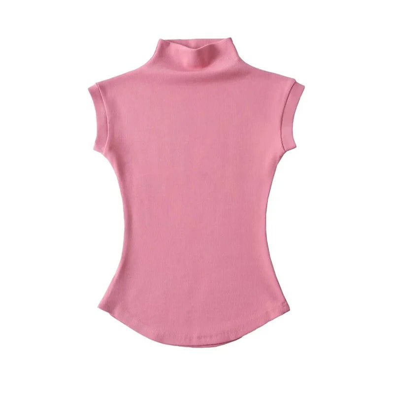 Women's Summer Slim-Fit Mock Neck Tank Top