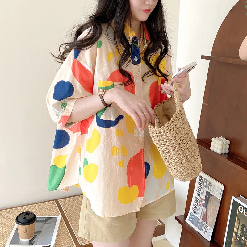 Women-s-Fashion-Casual-Loose-Short-Sleeve-Shirt-New-Summer-Retro-Hong-Kong-Style-T-shirt