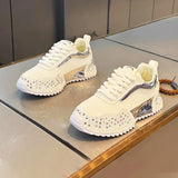 Chunky Sneakers Men Designer Bling Punk Board Shoes Fashion Casual Leather Mesh Breathable Increased Internal Platform Gym Shoes