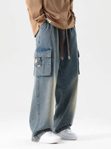 Men's Big & Tall Cargo Jeans 6XL-8XL: Wide Leg, Baggy Denim, String Band 2