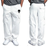 New casual men's fitness drawstring elastic waist solid color workwear pocket pants 2