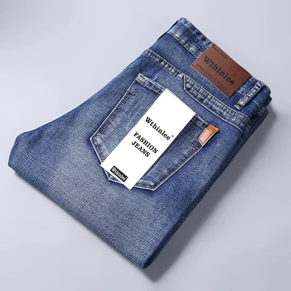 Classic Fit Blue Stretch Denim Jeans for Men | Spring & Autumn Business Style 6