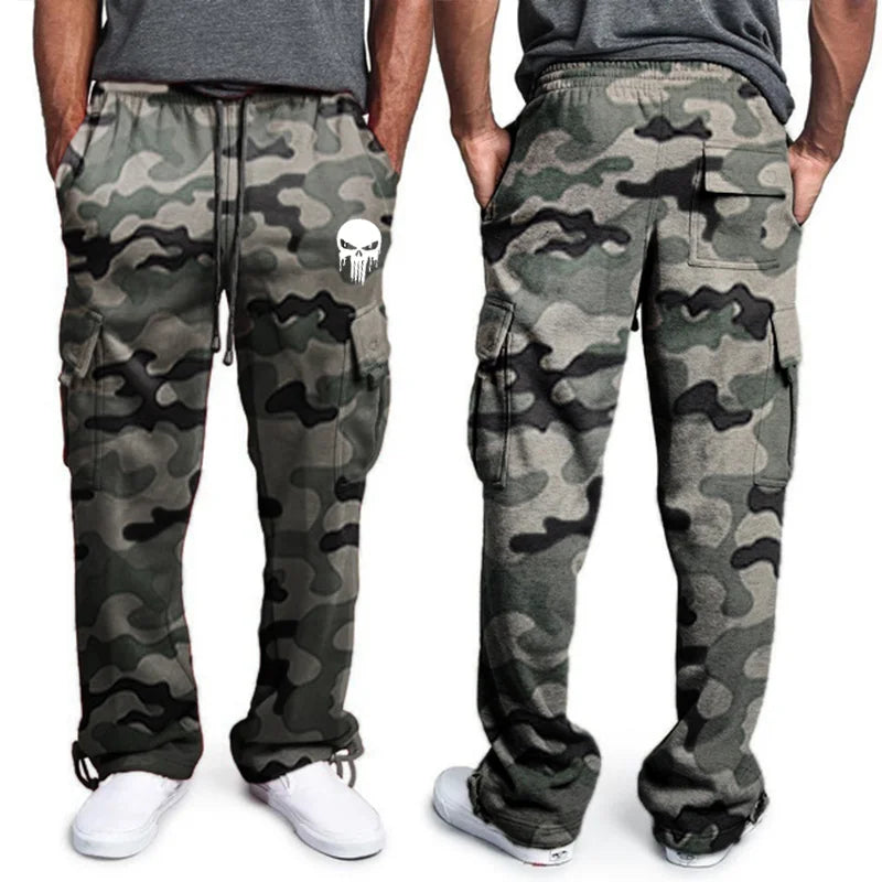 New casual men's fitness drawstring elastic waist solid color workwear pocket pants 6