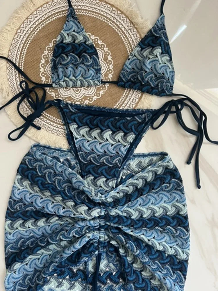 Women’s Maple Leaf Three-Piece Swimsuit Set