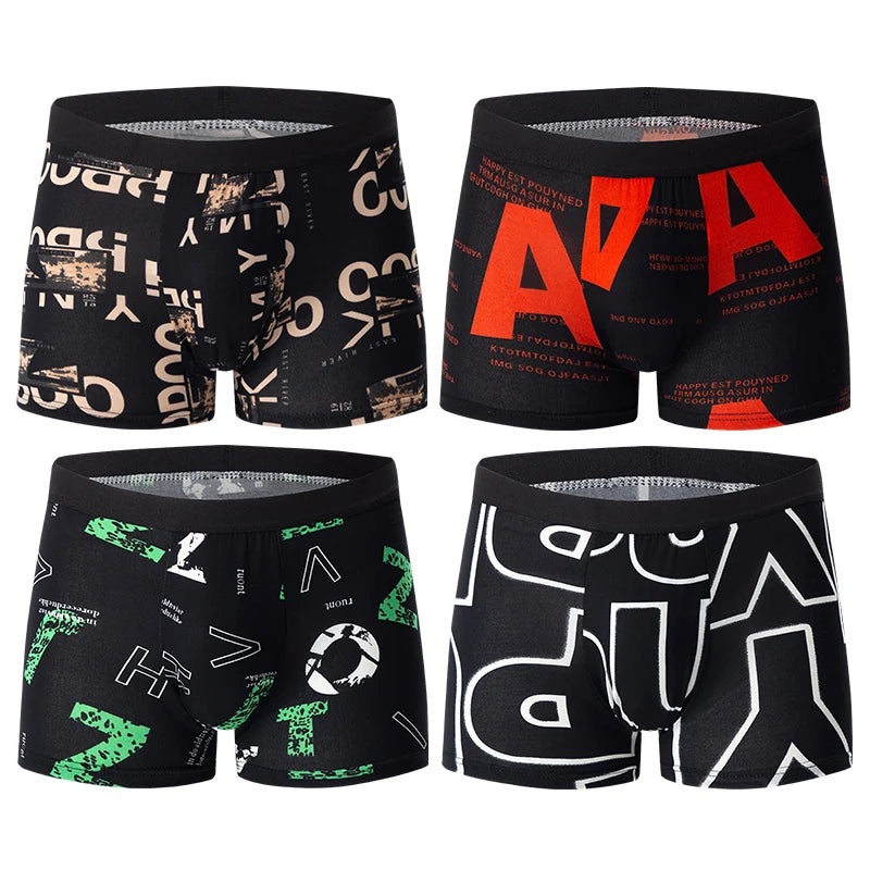4-Pack Men's Fashion Printed Underwear: Breathable Boxers, Plus Size Options (Up to 6XL) 3
