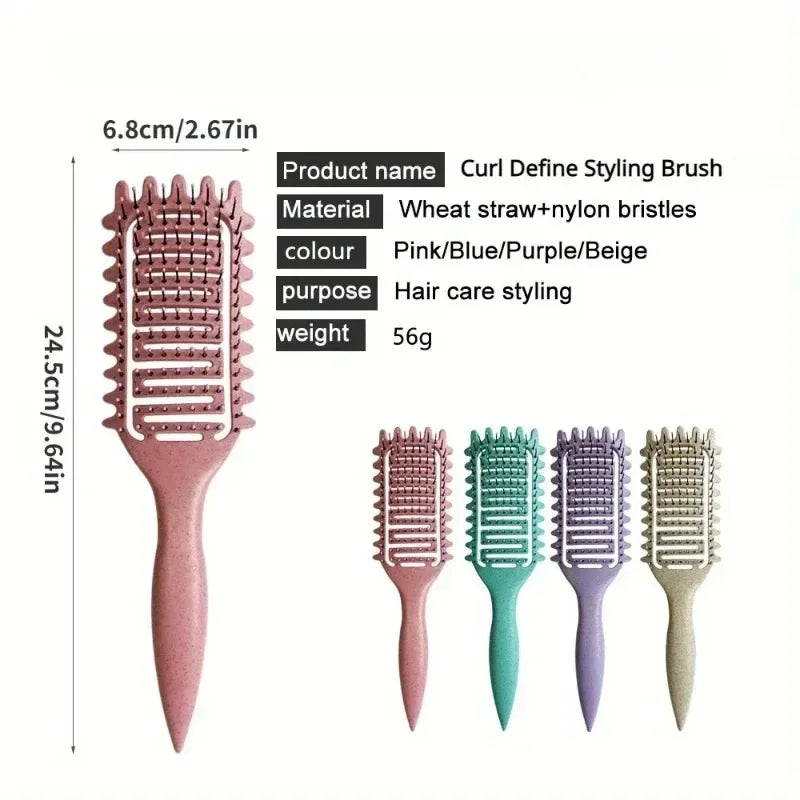 Curl Define Styling Brush Hollow Out Detangling Hair Brush Tangled Wet Curly Hair Comb Shaping Curls Barber Hairdressing Tools 4
