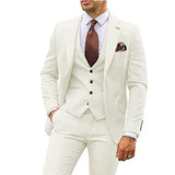 3 Pieces Beige Suits for Men 2023 Slim Fit Groom Tuxedo Wedding Suits