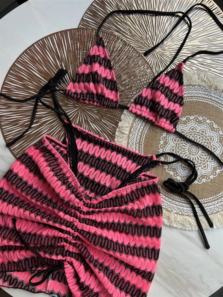 Women’s Maple Leaf Three-Piece Swimsuit Set