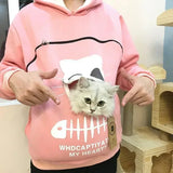 Winter Hoodies Sweatshirt Women Animal Pouch Hood Pullover Blouse Tops Lady Carry Dog Cat 5